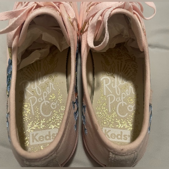 Keds x Rifle Paper Co Sneaker Women's Size 7.5 Pink Embroidered Floral Flower - Picture 4 of 10